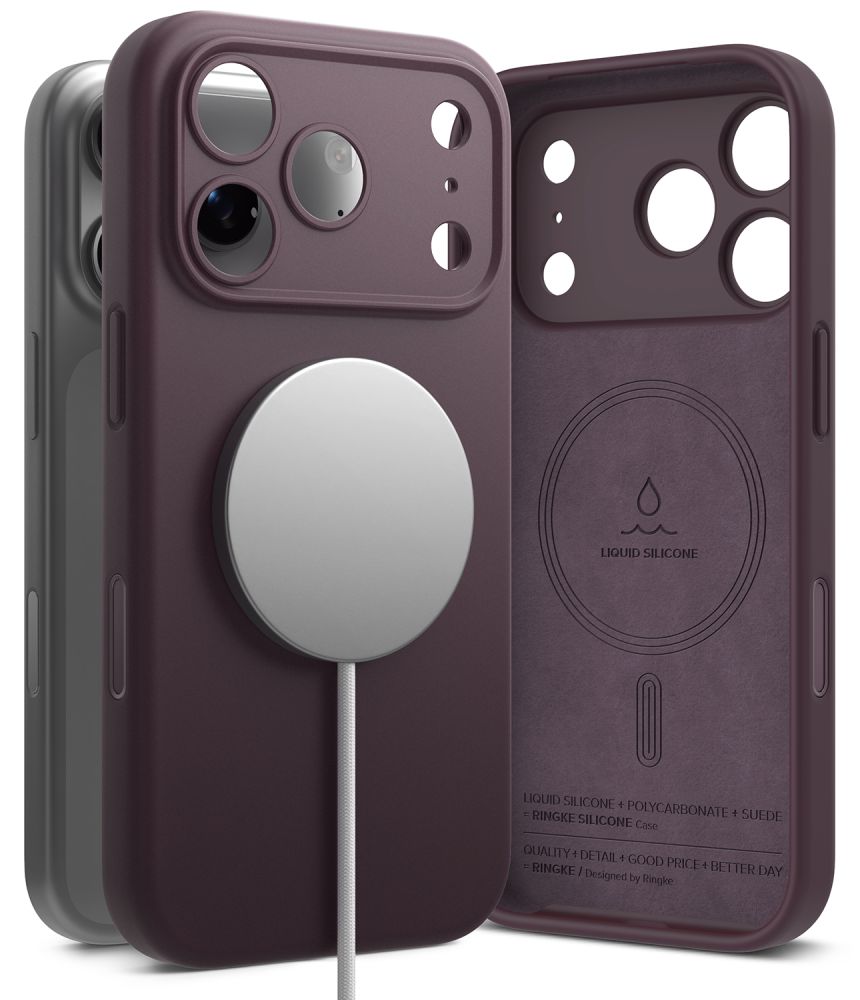 Ringke MagSafe silikoninis dėklas, skirtas iPhone 18 Pro – tamsios vyšnių spalvos