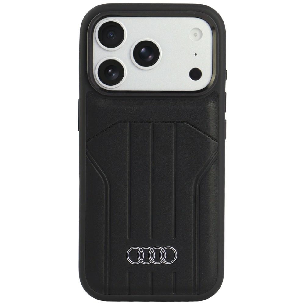 Audi sintetinės odos dėklas, skirtas iPhone 18 Pro / 17 Pro, suderinamas su MagSafe – juodas