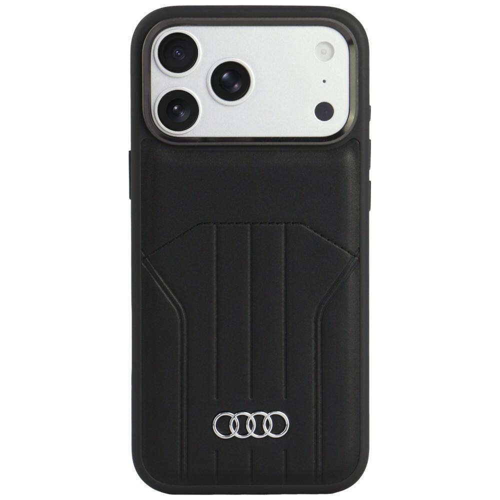 Audi sintetinės odos dėklas, skirtas iPhone 18 Pro Max / 17 Pro Max, suderinamas su MagSafe – juodas