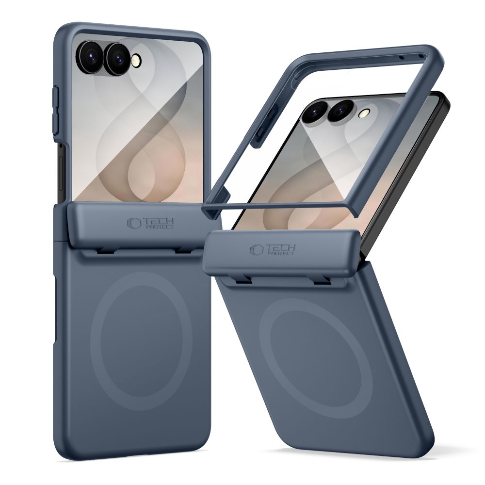Tech-Protect Kevlar Aura dėklas, skirtas Samsung Galaxy Z Flip 8, suderinamas su MagSafe – tamsiai mėlynas