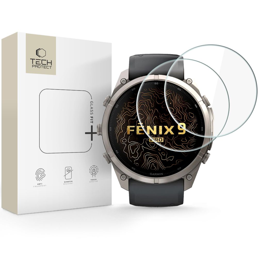Tech-Protect Glass Fit+ grūdinto stiklo apsauga, skirta Garmin Fenix 9 Pro 51 mm, 2 vnt.