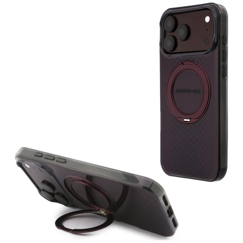 Mercedes AMG IML Double Layer Urban Line dėklas, skirtas iPhone 18 Pro Max / 17 Pro Max, su žiedu-stovu, suderinamas su MagSafe – bordo spalvos