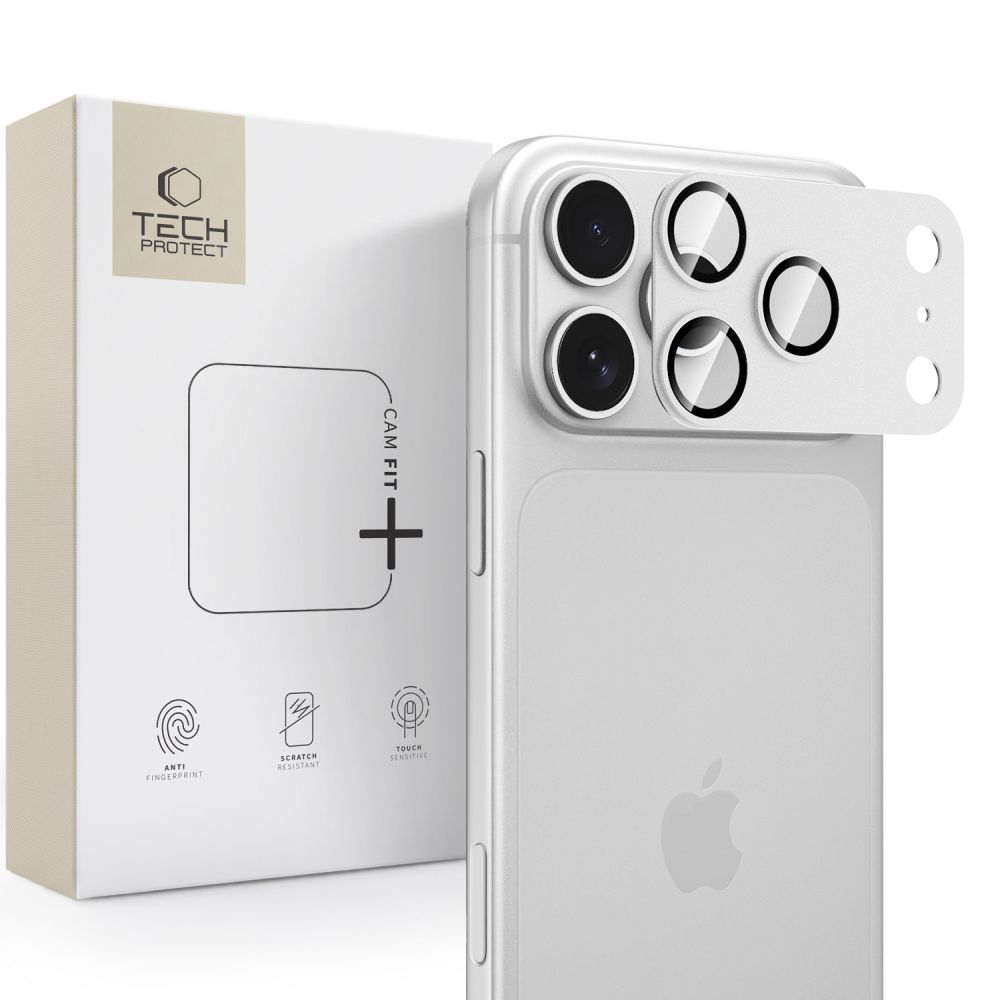 Защита камеры из закалённого стекла Tech-Protect Camfull Fit+ для iPhone 18 Pro Max – серебристая