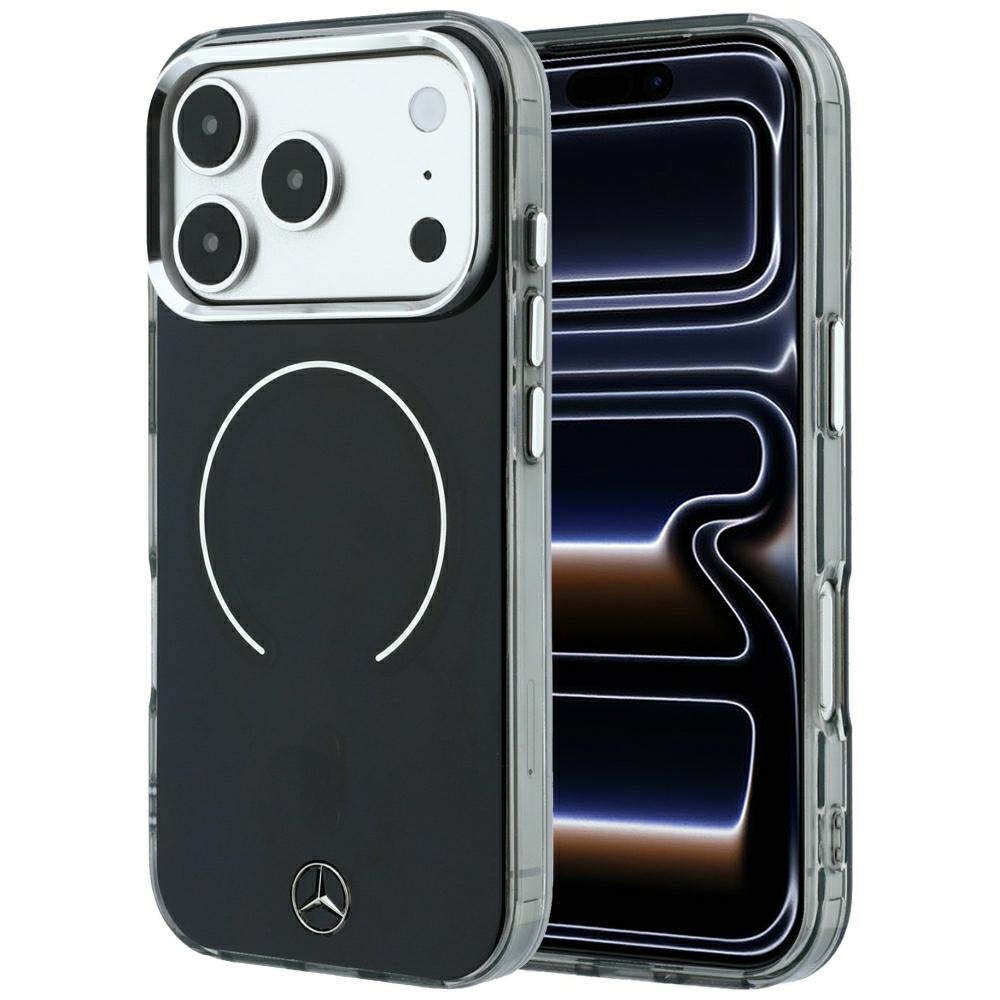 Mercedes Double Layer Iconic Logo dėklas, skirtas iPhone 18 Pro Max / 17 Pro Max, suderinamas su MagSafe – juodas