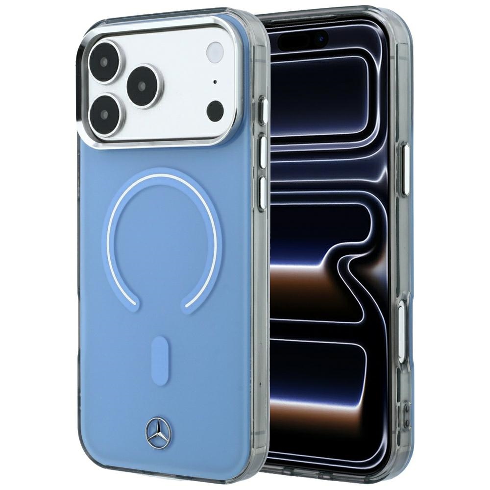 Mercedes Double Layer Iconic Logo dėklas, skirtas iPhone 18 Pro Max / 17 Pro Max, suderinamas su MagSafe – mėlynas