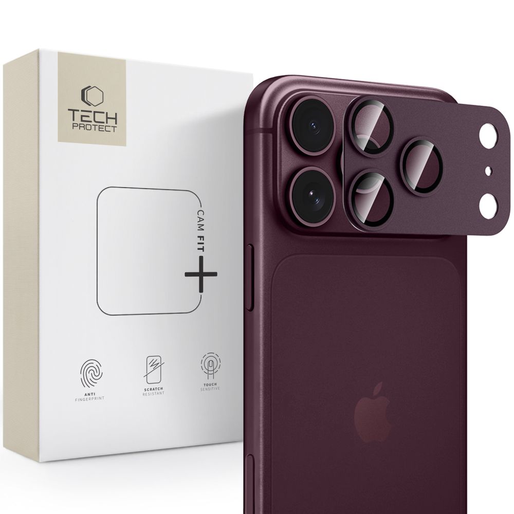 Tech-Protect Camfull Fit+ Tempered Glass Camera Screen Protector for iPhone 18 Pro - Burgundy