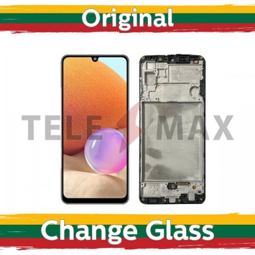 Ekranas skirtas Samsung A325 A32 4G juodas su rėmeliu (Atnaujintas: Telemax)