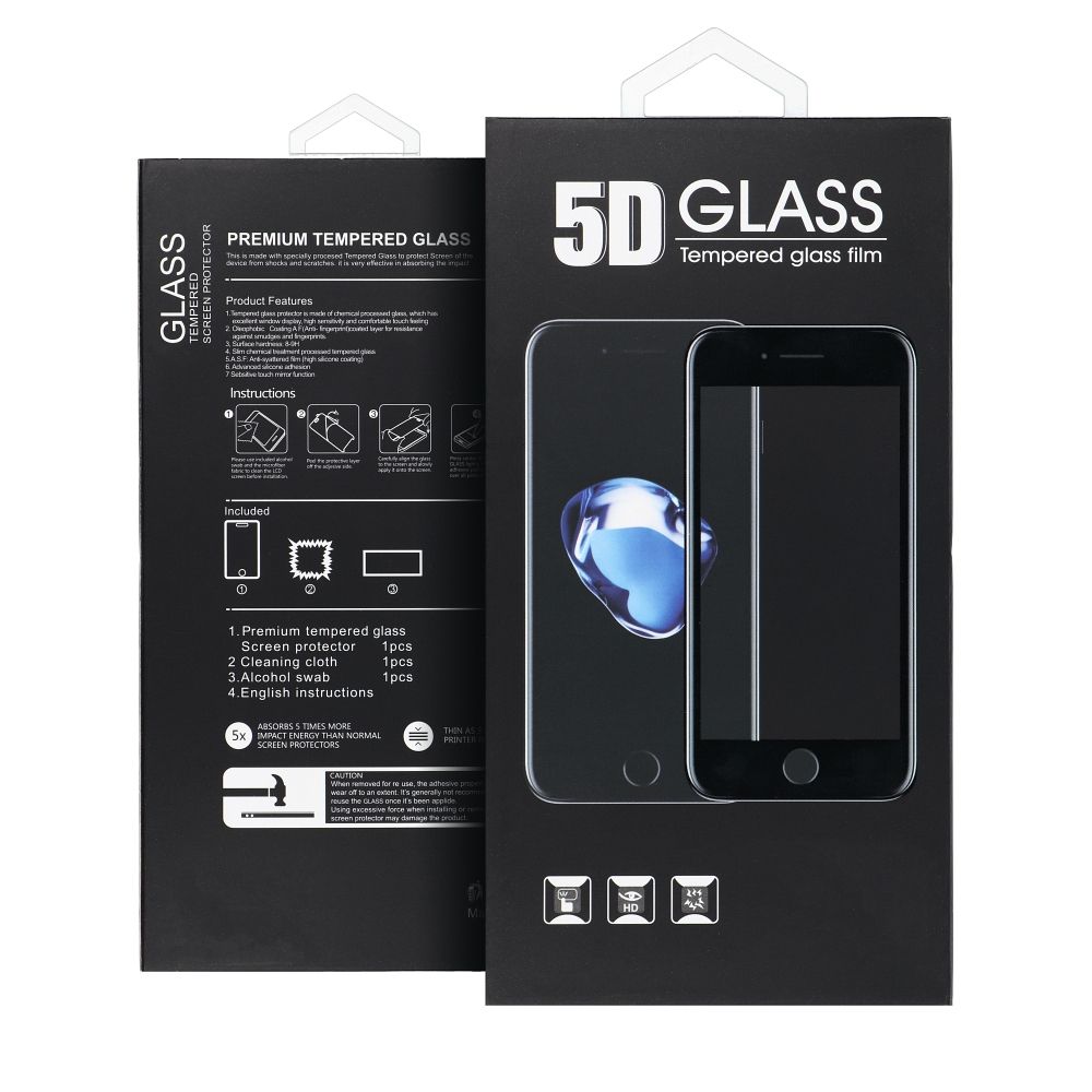 Juodas matinis 5D grūdintas stiklas su klijais per visą paviršių, skirtas iPhone 18 Pro Max