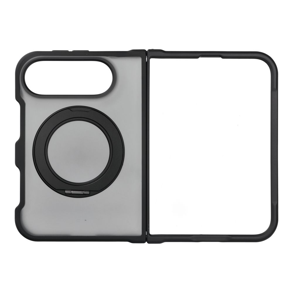 Juodas Forcell F-Protect 4sD-i Smoke Hybrid Kickstand Premium dėklas iPhone Duo, suderinamas su MagSafe