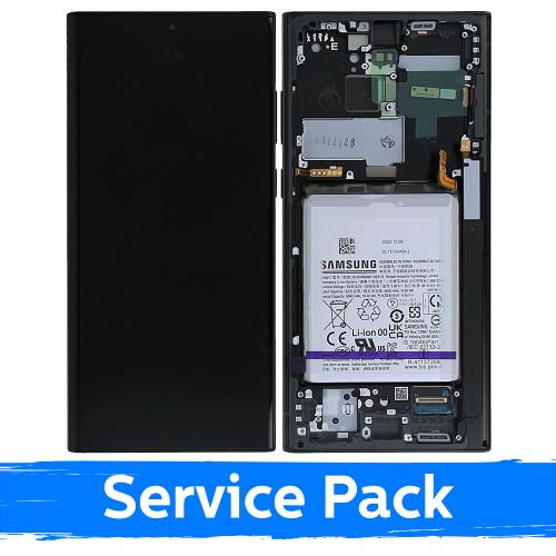 Ekranas skirtas Samsung S908 S22 Ultra su rėmeliu / Graphite (Red)(Sky Blue) / (Service Pack) +INCLUDING BATTERY