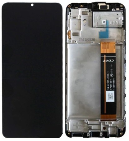 Ekranas Samsung A235 A23 4G 2022 su lietimui jautriu stikliuku ir rėmeliu Black originalus (service pack)