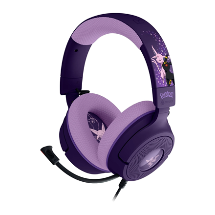 Laidinės žaidimų ausinės Razer Kraken V4 X su mikrofonu ir triukšmo mažinimu, Espeon & Umbreon Edition