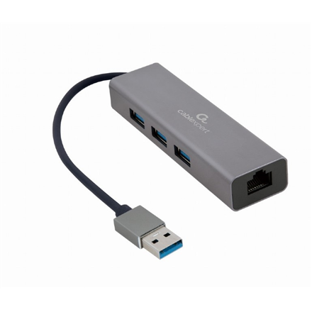 Cablexpert A-AMU3-LAN-01 USB AM Gigabit tinklo adapteris su 3 prievadų USB 3.0 šakotuvu