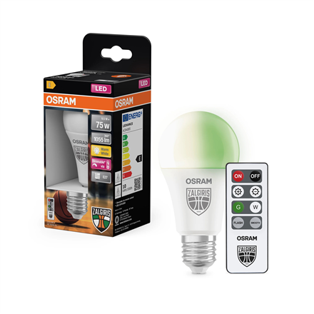 Osram Žalgiris Edition E27 1055lm LED Lamp with Remote E27 9.5 W 2700K warm white, green