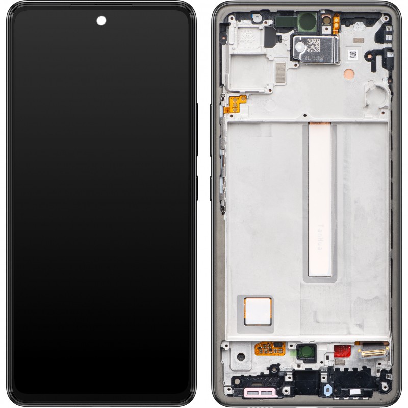 Ekranas Samsung A536 A53 5G su lietimui jautriu stikliuku ir rėmeliu originalus Awesome Black (service pack)