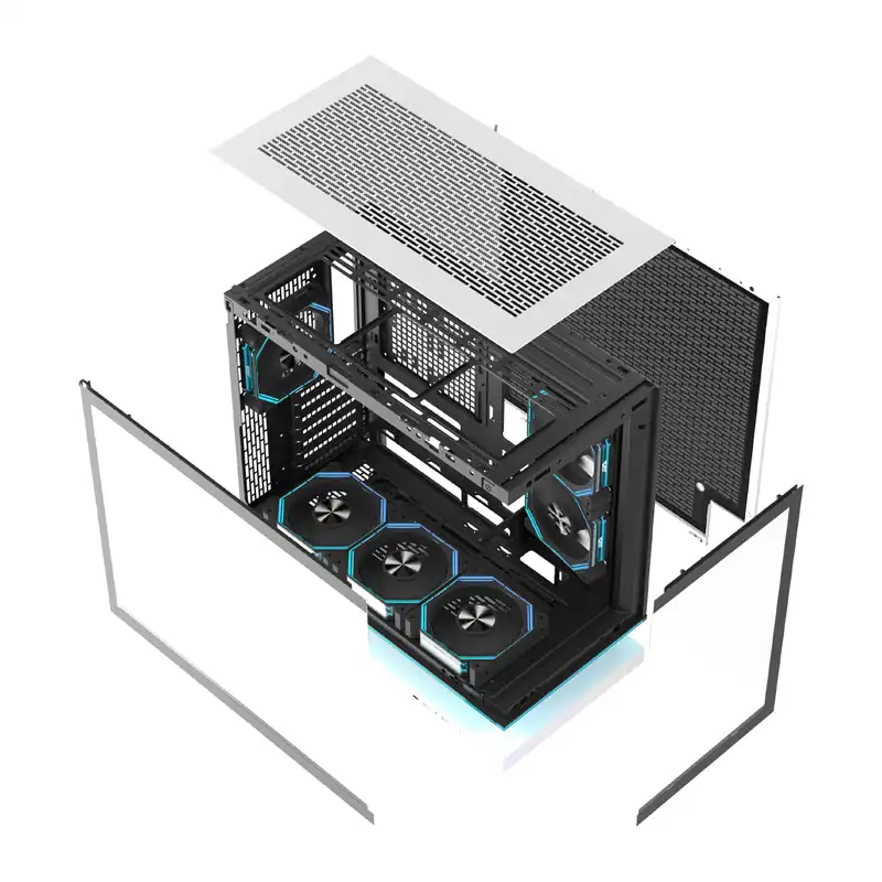 DarkFlash F1 ATX kompiuterio korpusas su 6 ventiliatoriais, baltas