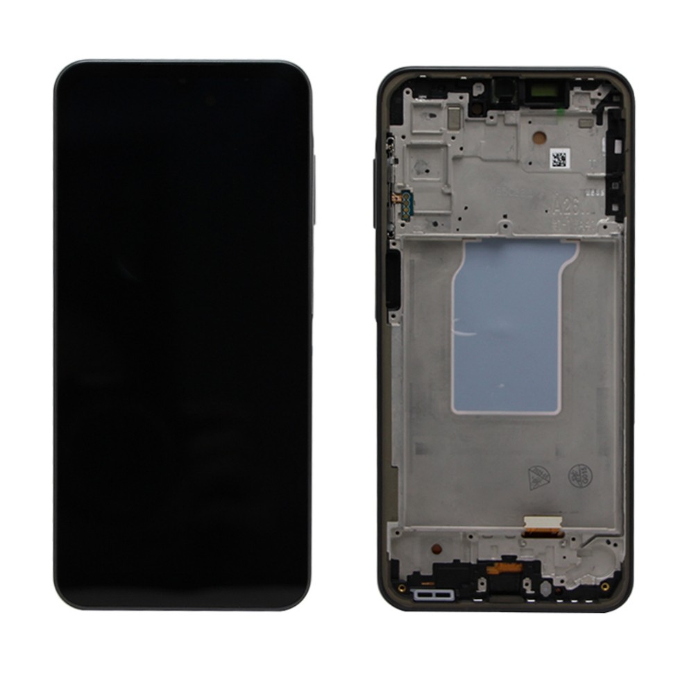Ekranas Samsung A266 A26 5G su lietimui jautriu stikliuku ir rėmeliu juodas OLED (real size)