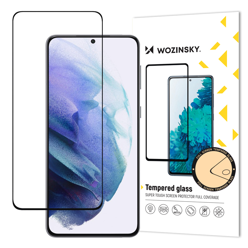 LCD apsauginis stikliukas "Wozinsky 5D Full Glue" Samsung G991 S21 5G pritaikytas dėklui juodas