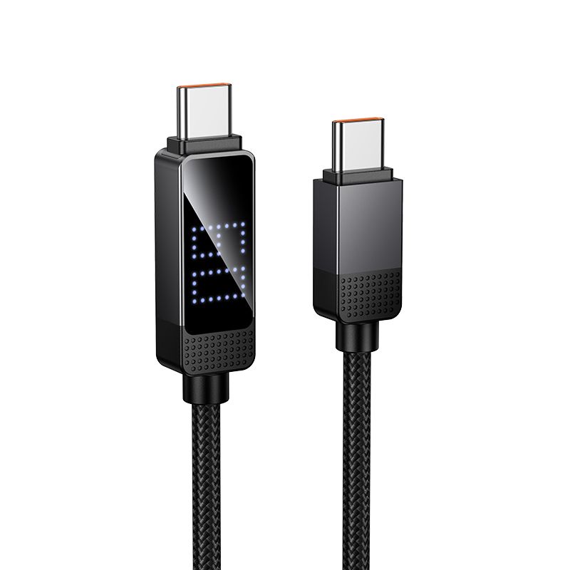 Hoco U154 USB-C–USB-C kabelis su taškinės matricos LCD ekranu, 3 A, 60 W, 1 m, juodas