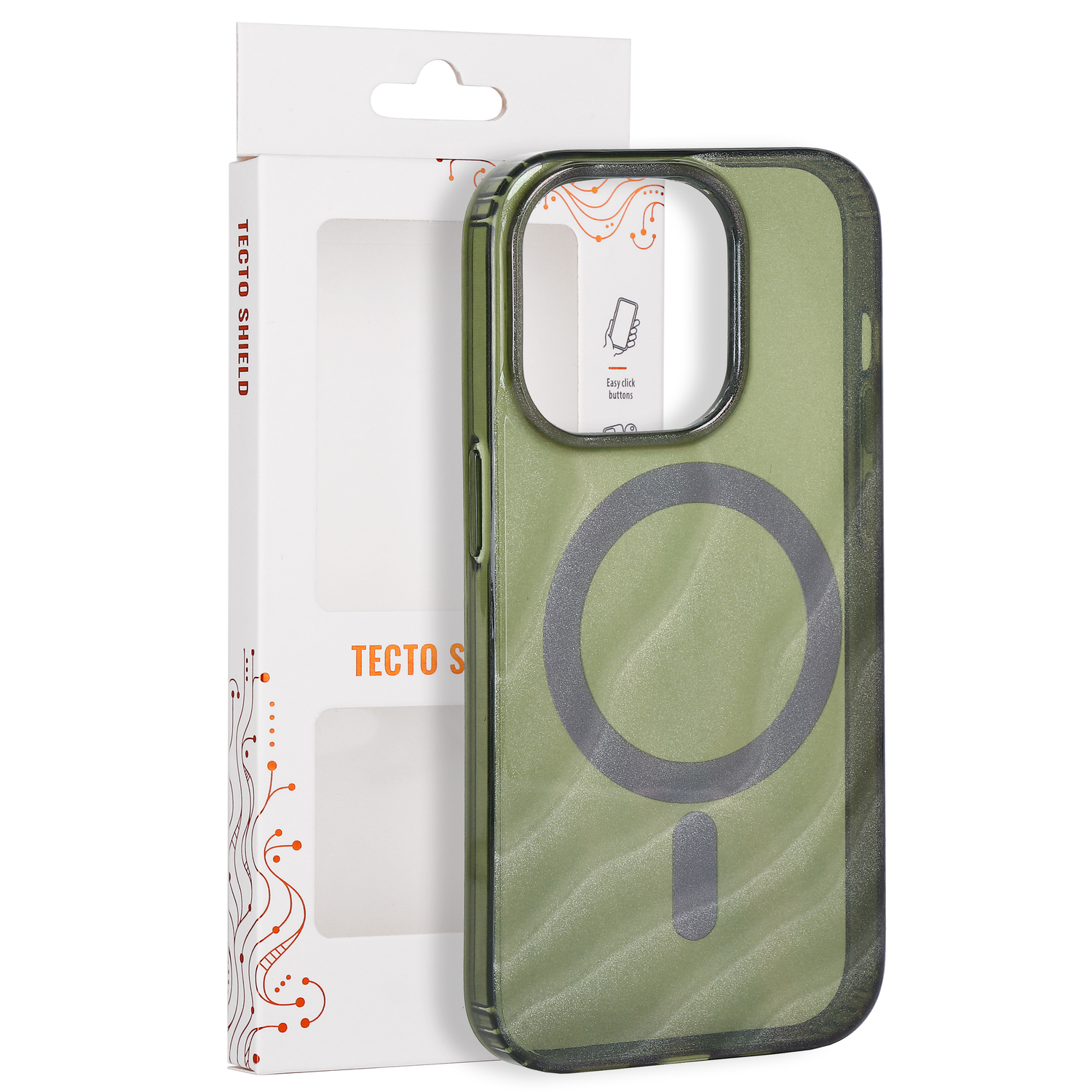 „Tecto Shield Desert Mag“ dėklas, skirtas iPhone 14 Pro 6,1", tamsiai alyvuogių spalvos