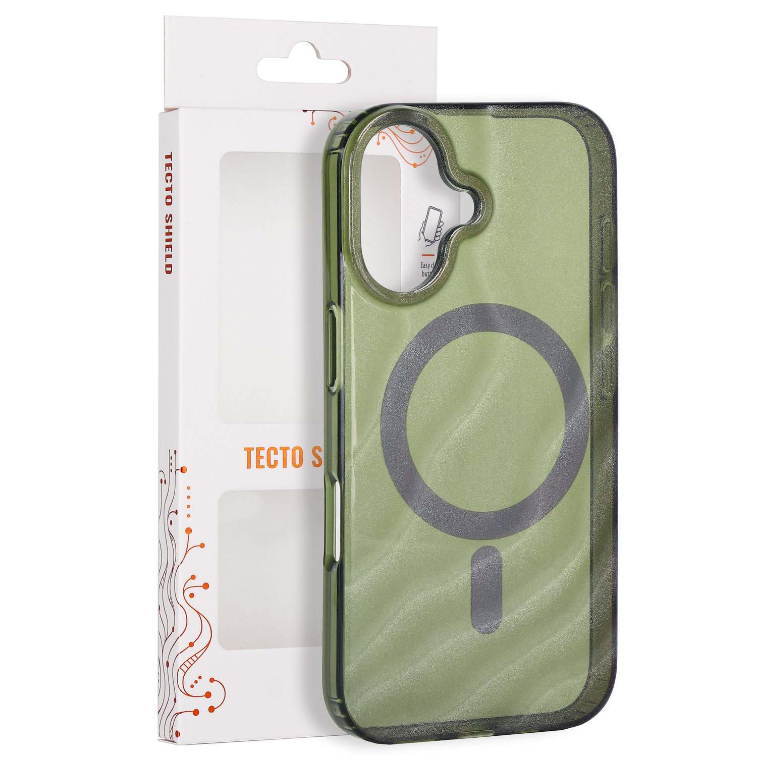 „Tecto Shield Desert Mag“ dėklas, skirtas iPhone 16 6,1", tamsiai alyvuogių spalvos