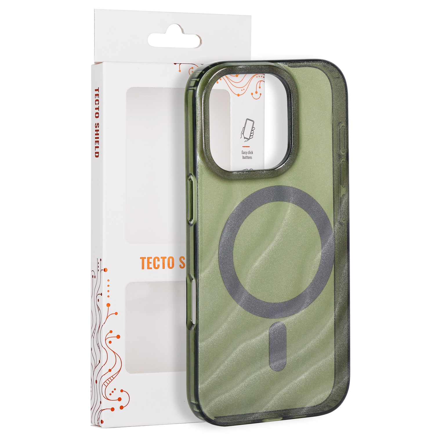 „Tecto Shield Desert Mag“ dėklas, skirtas iPhone 16 Pro 6,3", tamsiai alyvuogių spalvos