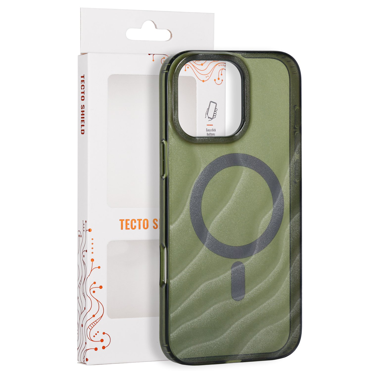 „Tecto Shield Desert Mag“ dėklas, skirtas iPhone 16 Pro Max 6,9", tamsiai alyvuogių spalvos
