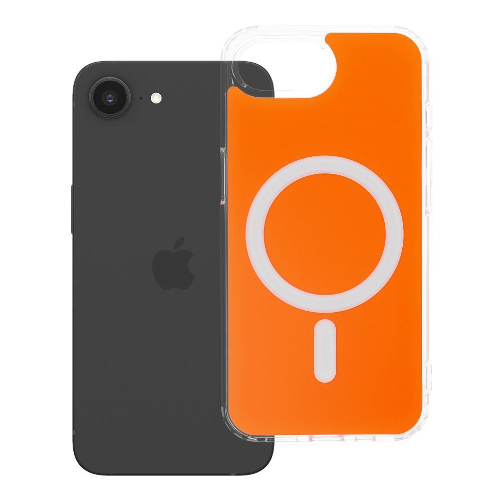 Su MagSafe suderinamas Clear Fusion Mag Cover dėklas iPhone 16e (SE4 2025) / 17e, Hermes Orange