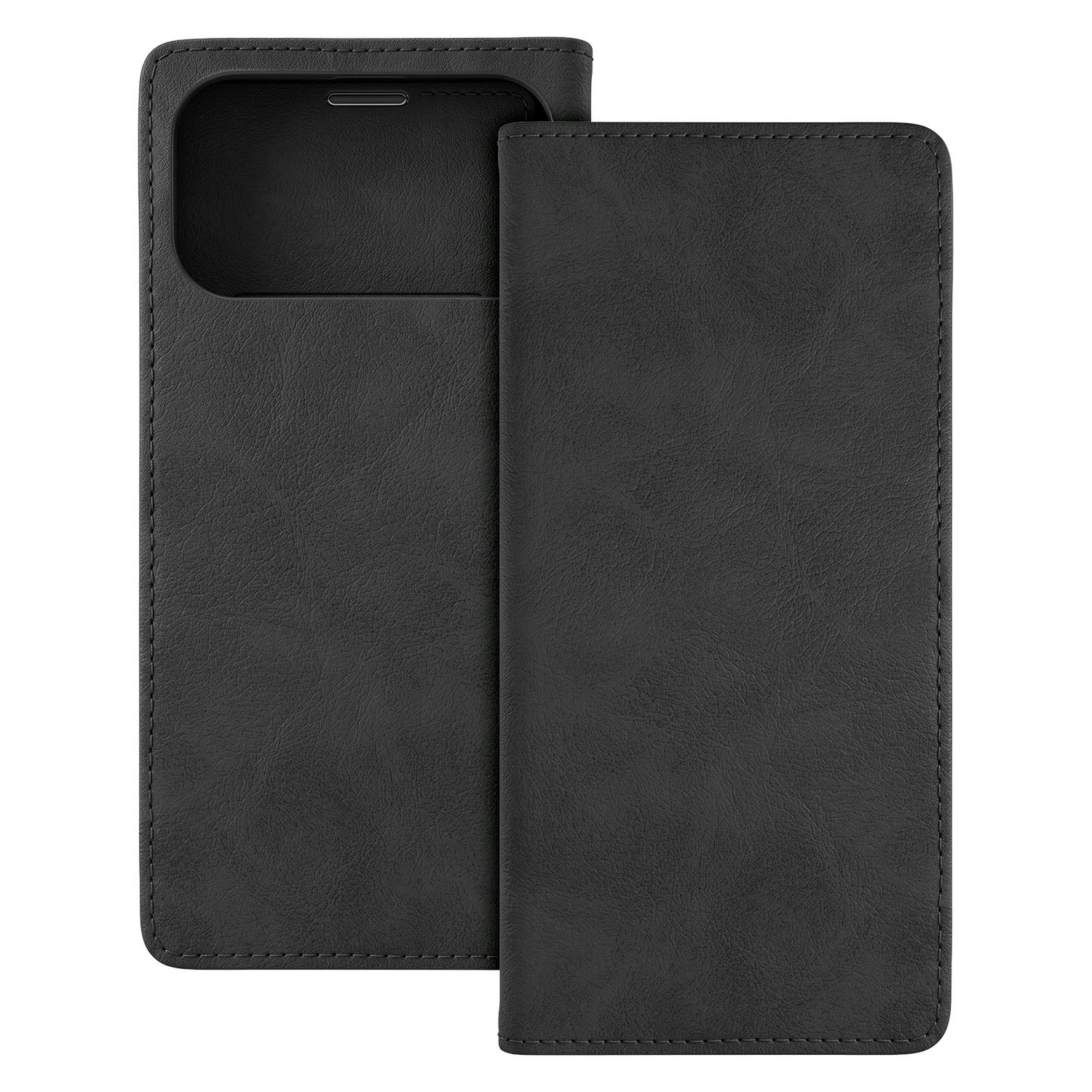 Juodas TFO „Smart Suede“ atverčiamas dėklas-piniginė – „Apple iPhone 17 Pro Max“ ir „iPhone 18 Pro Max“ modeliams