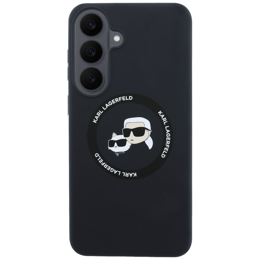 Karl Lagerfeld Silicone Karl&Choupette Heads MagSafe dėklas Samsung Galaxy S26 FE – juodas