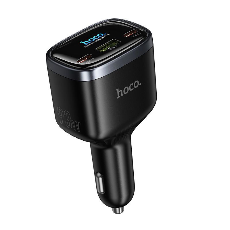 Automobilinis įkroviklis Hoco Z70, USB-A + 2 × USB-C, PD QC3.0, 93 W, juodas