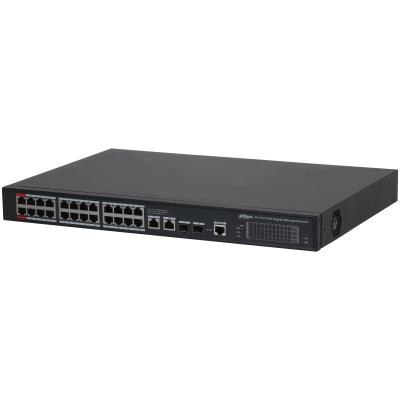 Dahua S4228-24GT-360 valdomas L2 tinklo komutatorius, 26 RJ-45 Gigabit Ethernet (10/100/1000) prievadai, PoE, 24 PoE prievadai, bendras PoE biudžetas 360 W