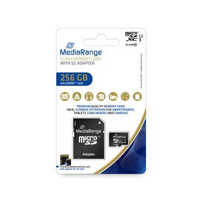 MediaRange MR946 microSDXC atminties kortelė, 256 GB, UHS-1, su adapteriu
